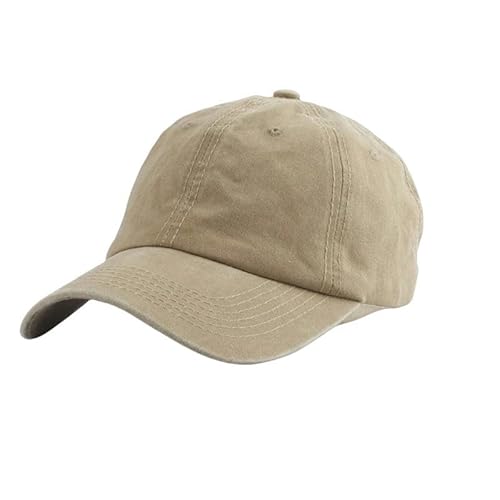 GHUUUJKI Kinder Baseball Cap Vintage Gewaschene Baumwolle Baseball Cap Eltern Kinder Sonnenhüte Für Jungen Mädchen Frühling Sommer Snapback Hut-Khaki-Kopf Für Erwachsene 55-59Cm von GHUUUJKI