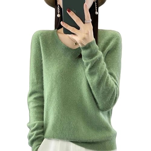 GHUUUJKI Pullover Damen Kaschmir Kaschmir Pullover Frauen V-Ausschnitt Pullover Casual Strick Top Herbst Und Winter Frauen Mantel Mode-Türkis-XL von GHUUUJKI