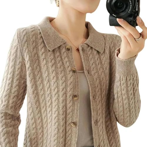 GHUUUJKI Pullover Damen Kaschmirpullover Für Frauen Herbst Und Winter Gestrickt Strickjacke Für Frauen Locker Sitzende Pullover Jacke Xxxl-Kamel-3Xl von GHUUUJKI