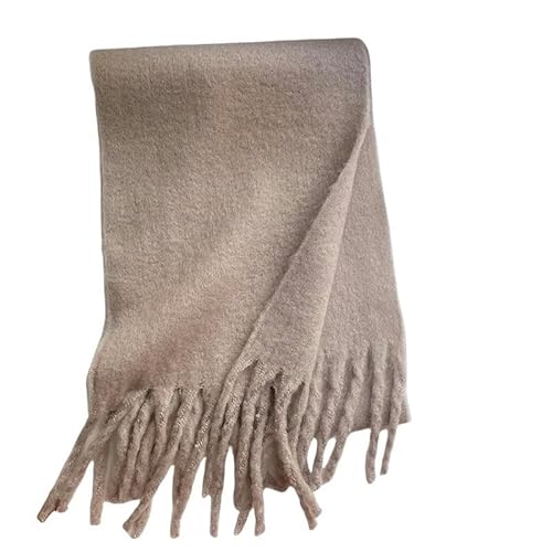 GHUUUJKI Schal 19 Farben Schal Frauen Männer Verdickte Feste Farbschal -Quasten -Schal -Liebhaber Schal Winter Warm Verdickt-Khaki-240 38 cm von GHUUUJKI