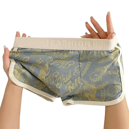 GHUUUJKI Unterhosen M?Nner 3Pcs Boxer Männer Unterwäsche Baumwolldruck Herren Boxer Cuecas Maskulinas Boxershorts Mann Höschen M-3Xl-Grau-Xxl von GHUUUJKI