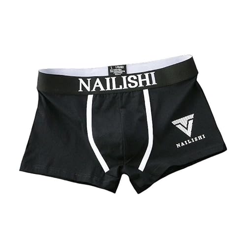 GHUUUJKI Unterhosen M?Nner 3Pcs Herren Baumwolle Unterwäsche Boxer Brief Trend Mid Taille Bequeme Unterhosen Shorts Mode Höschen-Schwarz-XL 60-70 Kg von GHUUUJKI