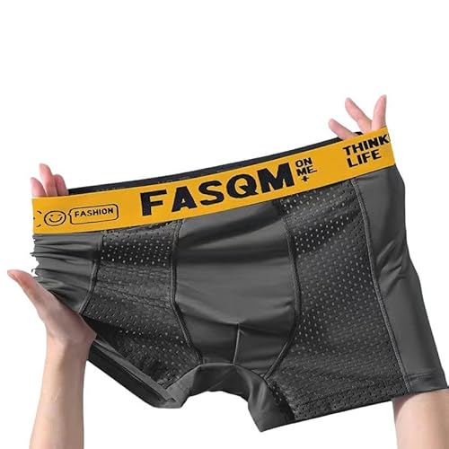 GHUUUJKI Unterhosen M?Nner 3Pcs Herren Boxer Shorts EIS Seide Männer Höschen Nahtlose Unterwäsche Mann Unterhose Höschen Männlich Antibakteriell-Grau-4Xl von GHUUUJKI