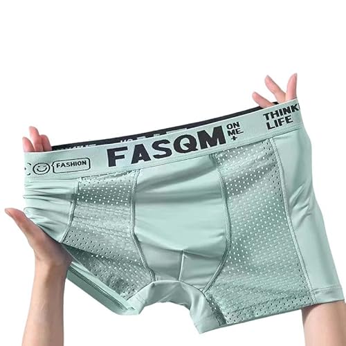 GHUUUJKI Unterhosen M?Nner 3Pcs Herren Boxer Shorts EIS Seide Männer Höschen Nahtlose Unterwäsche Mann Unterhose Höschen Männlich Antibakteriell-Grün-4Xl von GHUUUJKI