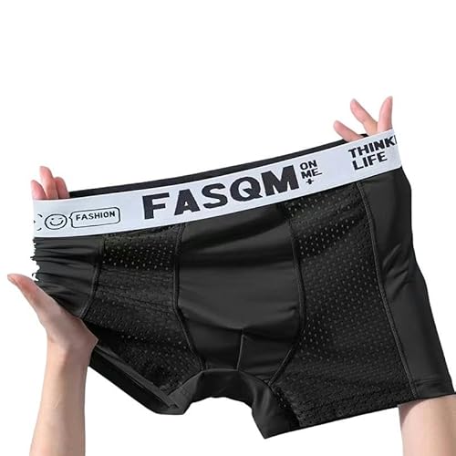 GHUUUJKI Unterhosen M?Nner 3Pcs Herren Boxer Shorts EIS Seide Männer Höschen Nahtlose Unterwäsche Mann Unterhose Höschen Männlich Antibakteriell-Schwarz-3Xl von GHUUUJKI