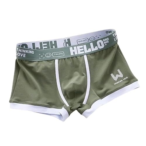 GHUUUJKI Unterhosen M?Nner 3Pcs Männer Höschen Baumwolle Boxershorts Mann Unterwäsche Herren Boxer Atmungsaktive U Konvexe Männliche Unterhose Plus Größe-Grün-3Xl 85-95Kg von GHUUUJKI