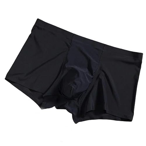 GHUUUJKI Unterhosen M?Nner 3Pcs Nahtlose Ice Silk Unterwäsche Herren Ultra-Dünne Boxer Shorts Einteilige Mid-Waist Sommer Höschen Trunk-Schwarz-3Xl von GHUUUJKI