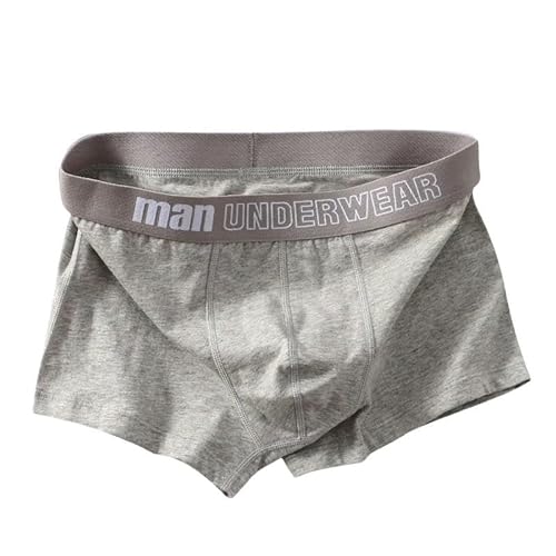 GHUUUJKI Unterhosen M?Nner 3Pcsmänner Boxer Unterhosen Sport Unterwäsche Weiche Atmungsaktive Mode Shorts Buchstaben Breitband Hosen-Grau-XL von GHUUUJKI