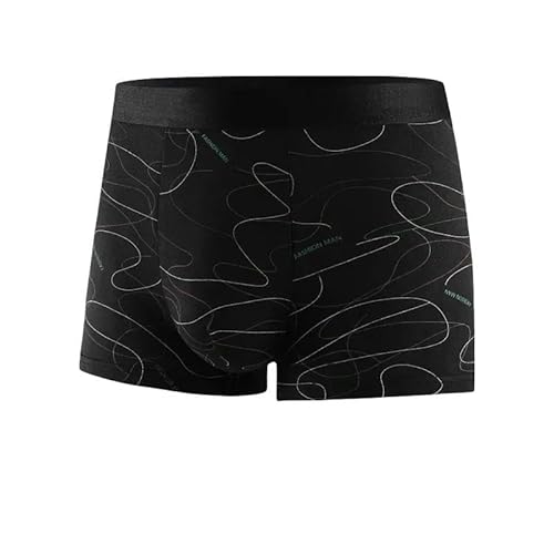 GHUUUJKI Unterhosen M?Nner 4Pcs Mann Boxer Linie Gedruckte Unterhosen U Konvexe Höschen Mann Shorts Mens Solid Large Size Unterwäsche-Schwarz-4Xl 85-100Kg von GHUUUJKI