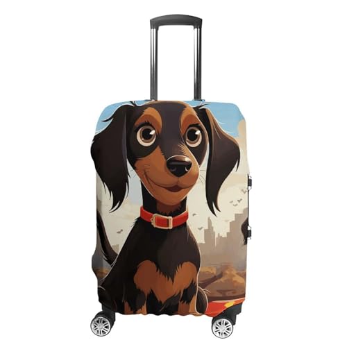 GHZWACKJ Gepäckabdeckung, staubdicht, kratzfest, elastischer Reisekoffer-Schutz, "I Love My Dog"-Dackel, waschbar, Gepäckhüllen, passend für 45,7 - 81,3 cm Gepäck, I Love My Dog Dachshunds, S von GHZWACKJ