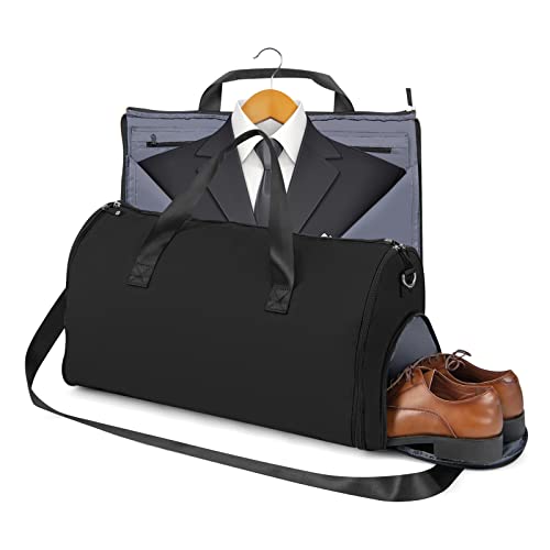 GIANTEX 2-in-1 konvertierbare Tragetasche mit Schuhtasche, Reisetasche für Geschäftsreisende/Wochenend/Fitnessstudio 50L für Männer Frauen, Schwarz von GIANTEX