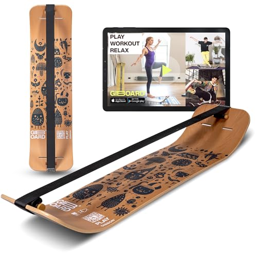 GIBBON Giboard-Set - Play Black | Innovatives Balance Board | Gleichgewichtstrainer | Interaktives Training mit App | Für zu Hause & unterwegs | Ideal für Tricks & Workouts | Inkl. Slackline von GIBBON