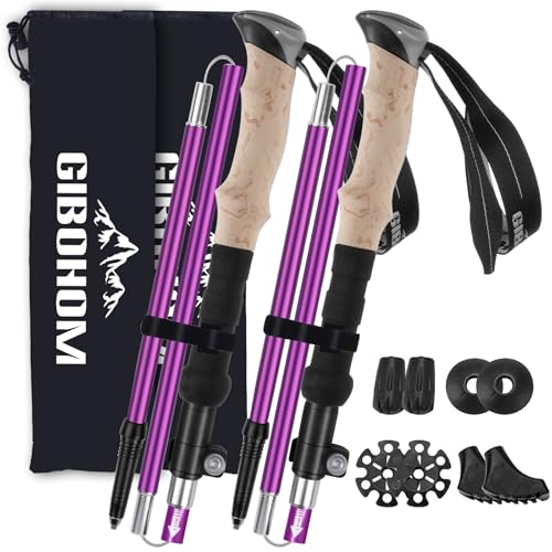 GIBOHOM Wanderstöcke Faltbar 105-125 cm 7075 Aluminium, 2 Nordic Walking Stöcke mit Klemmverschluss, 4 Paar Gummipuffe, Tragetasche, Wanderstöcke Teleskop für Trekking, Skifahren, Wandern, Bergsport GIBOHOM Wanderstöcke Faltbar 105-125 cm 7075 Aluminium, 2 Nordic Walking Stöcke mit Klemmverschluss, 4 Paar Gummipuffe, Tragetasche, Wanderstöcke Teleskop für Trekking, Skifahren, Wandern, Bergsport von GIBOHOM