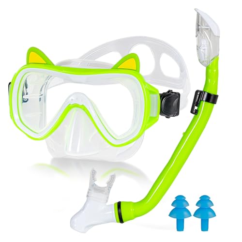 Schnorchelset Kinder,Taucherbrille Kinder mit 180° Anti-Fog Panorama-Weitblick Tauchmaske und Dry Schnorchel Schnorcheln Set, Anti-Leck Schnorchelmaske für Schwimmen und Schnorcheln im Pool Meer Schnorchelset Kinder,Taucherbrille Kinder mit 180° Anti-Fog Panorama-Weitblick Tauchmaske und Dry Schnorchel Schnorcheln Set, Anti-Leck Schnorchelmaske für Schwimmen und Schnorcheln im Pool Meer von GIBOHOM
