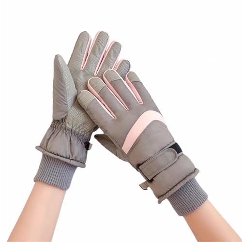 GIBZ Outdoor-Handschuhe Damen Herren Winterhandschuhe wasserdichte Warme Skihandschuhe Touchscreen Handschuhe für Kaltes Wetter Grau 2 Einheitsgröße-Women von GIBZ