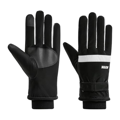 GIBZ Warme Winterhandschuhe Touchscreen Handschuhe Damen Herren wasserdichte Skihandschuhe für Kaltes Wetter Handschuhe für Skifahren Radfahren Schwarz Einheitsgröße (8x28cm) von GIBZ