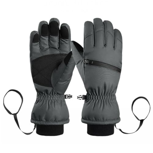 GIBZ Winterhandschuhe für Damen wasserdichte Herren Warme Skihandschuhe für Kaltes Wetter Touchscreen-Handschuhe Dunkel Grau 2XL (10CM) von GIBZ