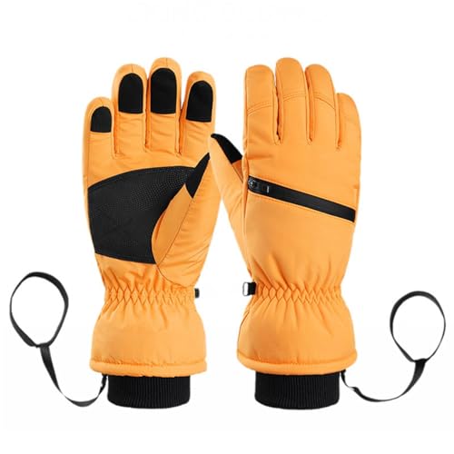 GIBZ Winterhandschuhe für Damen wasserdichte Herren Warme Skihandschuhe für Kaltes Wetter Touchscreen-Handschuhe Gelb XL (9.5CM) von GIBZ