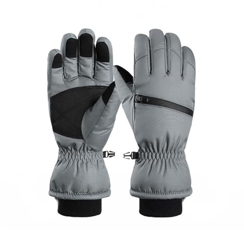 GIBZ Winterhandschuhe für Damen wasserdichte Herren Warme Skihandschuhe für Kaltes Wetter Touchscreen-Handschuhe Grau L (9CM) von GIBZ