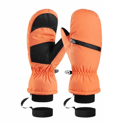 GIBZ Winterhandschuhe für Damen wasserdichte Herren Warme Skihandschuhe für Kaltes Wetter Touchscreen-Handschuhe Orange 2 XS (7.5CM) von GIBZ