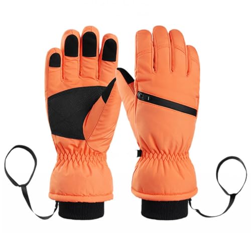 GIBZ Winterhandschuhe für Damen wasserdichte Herren Warme Skihandschuhe für Kaltes Wetter Touchscreen-Handschuhe Orange M (8.5CM) von GIBZ