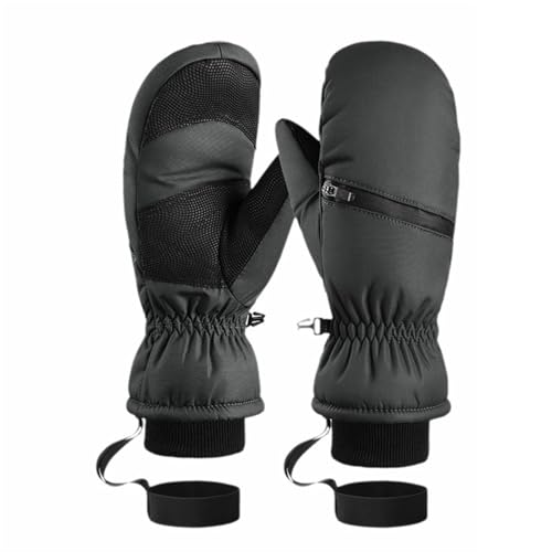 GIBZ Winterhandschuhe für Damen wasserdichte Herren Warme Skihandschuhe für Kaltes Wetter Touchscreen-Handschuhe Schwarz 2 XS (7.5CM) von GIBZ