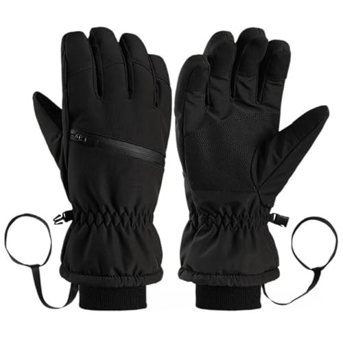 GIBZ Winterhandschuhe für Damen wasserdichte Herren Warme Skihandschuhe für Kaltes Wetter Touchscreen-Handschuhe Schwarz M (8.5CM) von GIBZ