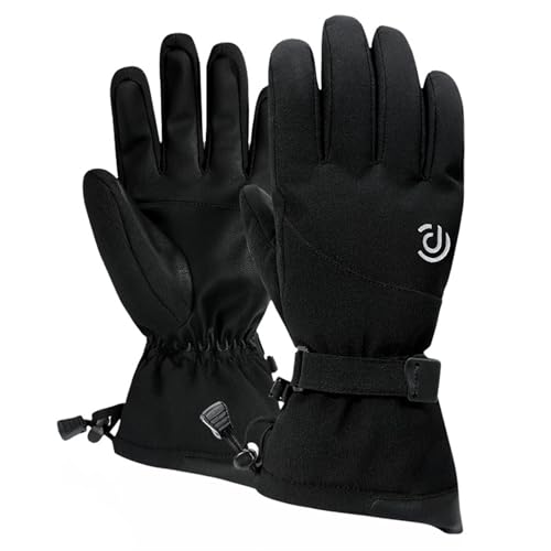 GIBZ wasserdichte Handschuhe für Kaltes Wetter Winterhandschuhe für Damen Herren Warme Skihandschuhe Touchscreen-Handschuhe Schwarz 2 M (11x29.5CM) von GIBZ