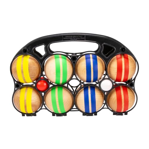 GICO Boccia Spiel aus Massivholz, gestreift mit 8 Kugeln, Durchmesser 7 cm. Made in EU - 3015 von GICO