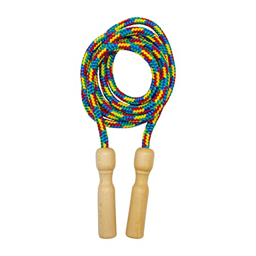 Springseil Multicolor aus Holz, buntes Seil, 250 cm, Holzgriff Kinder Springseil Hüpfseil Seilspringen - Qualität made in Germany - 3004 von GICO