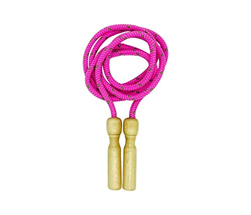 Springseil aus Holz, buntes Seil, 250 cm, Holzgriff Kinder Springseil Hüpfseil Seilspringen - Qualität made in Germany - 3003 (Pink) von GICO