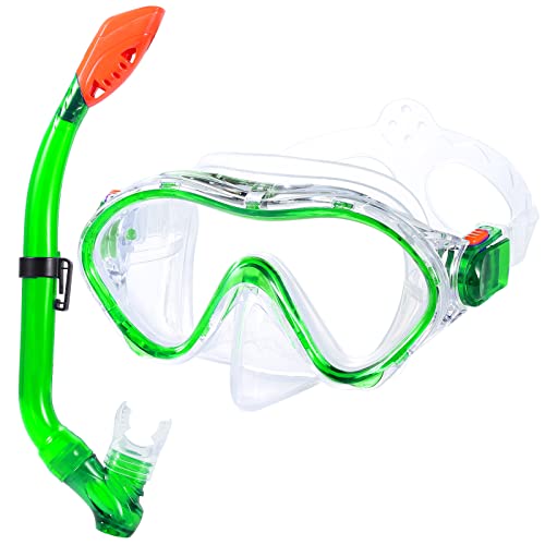 GIEMIT Schnorchelset Kinder ab Jahre 5-12 Taucherbrille mit Schnorchel Tauchset aus Gehärtetem Glas Anti-Leck Anti-Fog, ideal für Tauchen, Schnorcheln und Schwimmen von GIEMIT