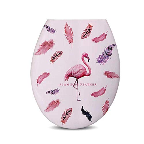 GIGBIRD Toilettensitz, Toilettensitze, einfach zu montieren, schönes bedrucktes Design, Ersatz, verdickter Toilettendeckel, universelle U-förmige PP-Platte für Badezimmer-Flamingo von GIGBIRD