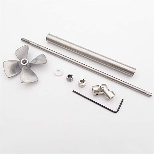 GIGIROM Boot 4mm Antriebswelle Wellenhülse 4-Blatt Metall Propeller Gelenk Kupplung Kit RC Boot Marine Angeln Köder Schlepper ROV Außenbordmotor(L30cm Coupler 4.0mm) von GIGIROM