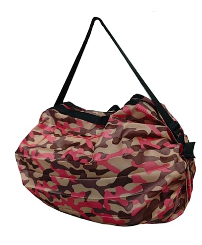 GIMIRO Multifunktionale Faltbare Tasche Reise Duffel Rucksack Handtasche Schultertasche Große Kapazität Einkaufstaschen Sport Fitness Taschen (Pink Camouflage) von GIMIRO