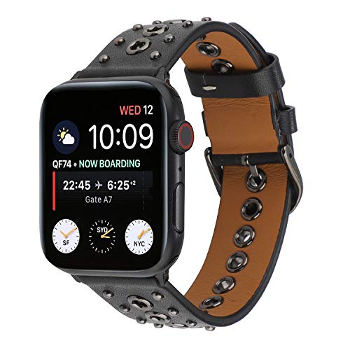 GIMart Lederarmband kompatibel mit Apple Watch Armband 40 mm 44 mm Serie SE 6 5 4 38 mm 42 mm Serie 3 2 1, Damen Herren Echtleder Nieten Sport Armband Ersatzarmband Armreif GIMart Lederarmband kompatibel mit Apple Watch Armband 40 mm 44 mm Serie SE 6 5 4 38 mm 42 mm Serie 3 2 1, Damen Herren Echtleder Nieten Sport Armband Ersatzarmband Armreif von GIMart