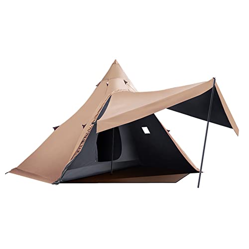 Camping Indianer-Tipi-Zelt für 5-8 Personen, leichtes Pyramidenzelt, doppellagig, für Bergsteigen, Wandern, Camping (Khaki 420 x 420 x 260 cm) (Khaki 420 x 420 x 260 cm) von GIPFSRIIGR0EEGG