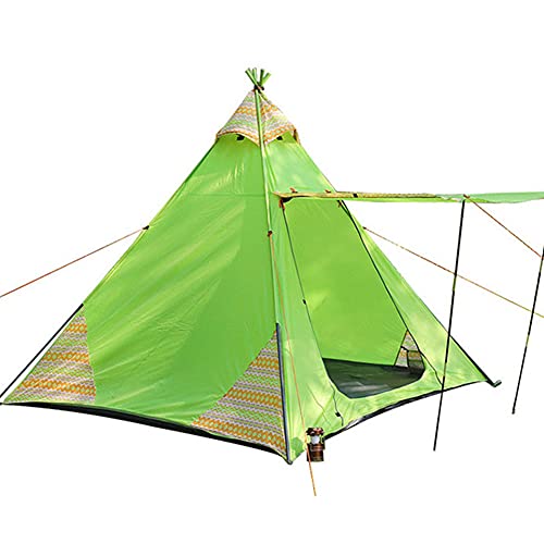 Indianerzelt Outdoor Familie Camping Zelt 3-4 Personen Tribal Style Pyramidenzelt Indoor Kinderzelt (Braun) (Grün) von GIPFSRIIGR0EEGG