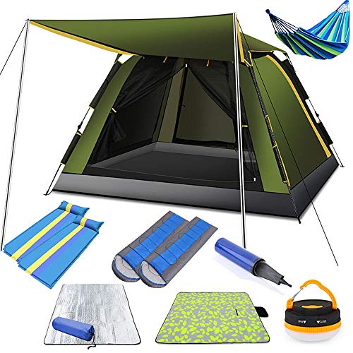 Kuppelleichtes Campingzelt, Pop-Up-Kuppelzelt, sofortiges Familienzelt mit Markise und Matte und warm für Angeln, Camping, Wandern, tragbares Zelt (Zelt B, 220 x 210 x 145 cm) von GIPFSRIIGR0EEGG