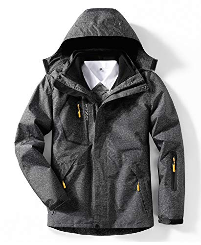 GITVIENAR 3 in 1 Winterjacke Herren, Skijacke mit Fleece Innenjacke Winddicht Wasserdicht Abnehmbare Kapuze, Funktionsjacke Regenjacke Wintermantel Jacke zum Wandern Trekking Radfahren für Männer von GITVIENAR