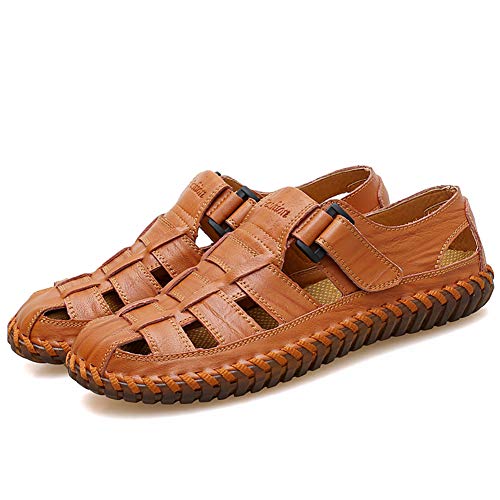 GITVIENAR Herren Sandalen Sommer Neue Herren Sandalen Hohlen Leder Lässig Coole Schuhe Atmungsaktives Leder Strand Farbe Khaki Größe 48 GITVIENAR Herren Sandalen Sommer Neue Herren Sandalen Hohlen Leder Lässig Coole Schuhe Atmungsaktives Leder Strand Farbe Khaki Größe 48 von GITVIENAR