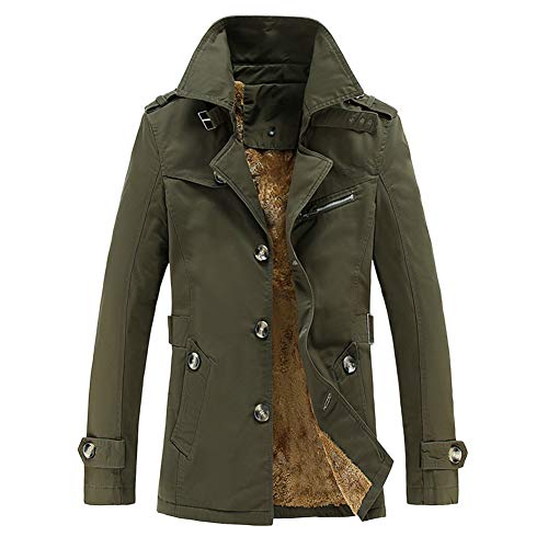 GITVIENAR Herren Übergangsjacke, Langarm Trenchcoat Mantel Kurzmantel Einreihig Jacke 100% Baumwolle winterjack für Jugendliche und Erwachsene von GITVIENAR