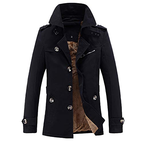 GITVIENAR Herren Übergangsjacke, Langarm Trenchcoat Mantel Kurzmantel Einreihig Jacke 100% Baumwolle winterjack für Jugendliche und Erwachsene von GITVIENAR