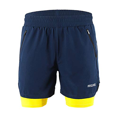 GITVIENAR Laufhose Herren Kurz, 2in1 Sporthose Herren mit Reißverschlusstaschen Schnelltrocknende Running Shorts Atmungsaktive Kompressionsshorts Trainingshose für Training Laufen Sport, Männer (C, M) von GITVIENAR