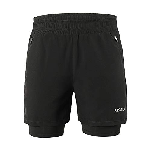 GITVIENAR Laufhose Herren Kurz, 2in1 Sporthose Herren mit Reißverschlusstaschen Schnelltrocknende Running Shorts Atmungsaktive Kompressionsshorts Trainingshose für Training Laufen Sport, Männer von GITVIENAR