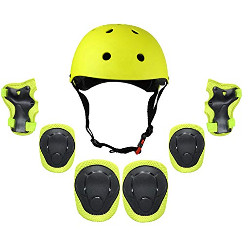 GITVIENAR Schoner Set 7 in 1, mit Verstellbaren Helm Knieschoner Kinder Ellenbogenschoner Handgelenkschoner für 4-11 Jahre, Inliner Schützer Kinder Schutzausrüstung für Fahrrad Skateboard Rollschuh von GITVIENAR