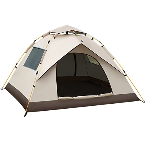 GImLy Camping Zelt Automatisches Pop Up Sofortzelt 2 Oder 4 Personen Zelt Wasserdicht Ultraleichte Kuppelzelt UV Schutz Zelt Mit Tragetasche Für Trekking Familien Rucksackreisen,Beige,4 People von GImLy