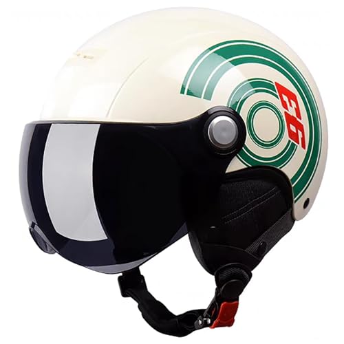 3/4-Motorradhelm Mit Süßem Muster, DOT/ECE-Zertifizierter Leichter Motorradhelm Mit Visier Und Abnehmbaren Gefütterten Ohrenschützern, Offener Motorradhelm Für Motorroller C,54-61cm von GJCKOPIUFA