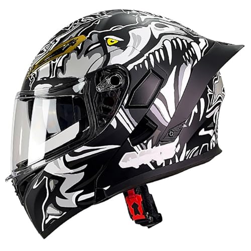 Cooler Motorrad-Klapphelm, Universell Für Alle Jahreszeiten, DOT/ECE-Zertifizierter Integralhelm Mit Doppelvisier, Geeignet Für Erwachsene Männer Und Frauen, Offroad-Motorradhelm C,XXL/(63~64cm) von GJCKOPIUFA