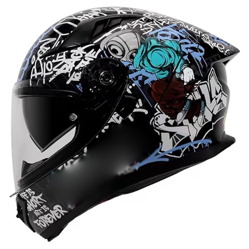 Cooler Motorradhelm, Universal Für Alle Jahreszeiten, DOT/ECE Zertifizierter Retro Motorradhelm Mit Doppelvisier Und Schnell Zu Lösen Kinnriemen, Off-Road Motorradhelm B,XXL/(61~62cm) von GJCKOPIUFA